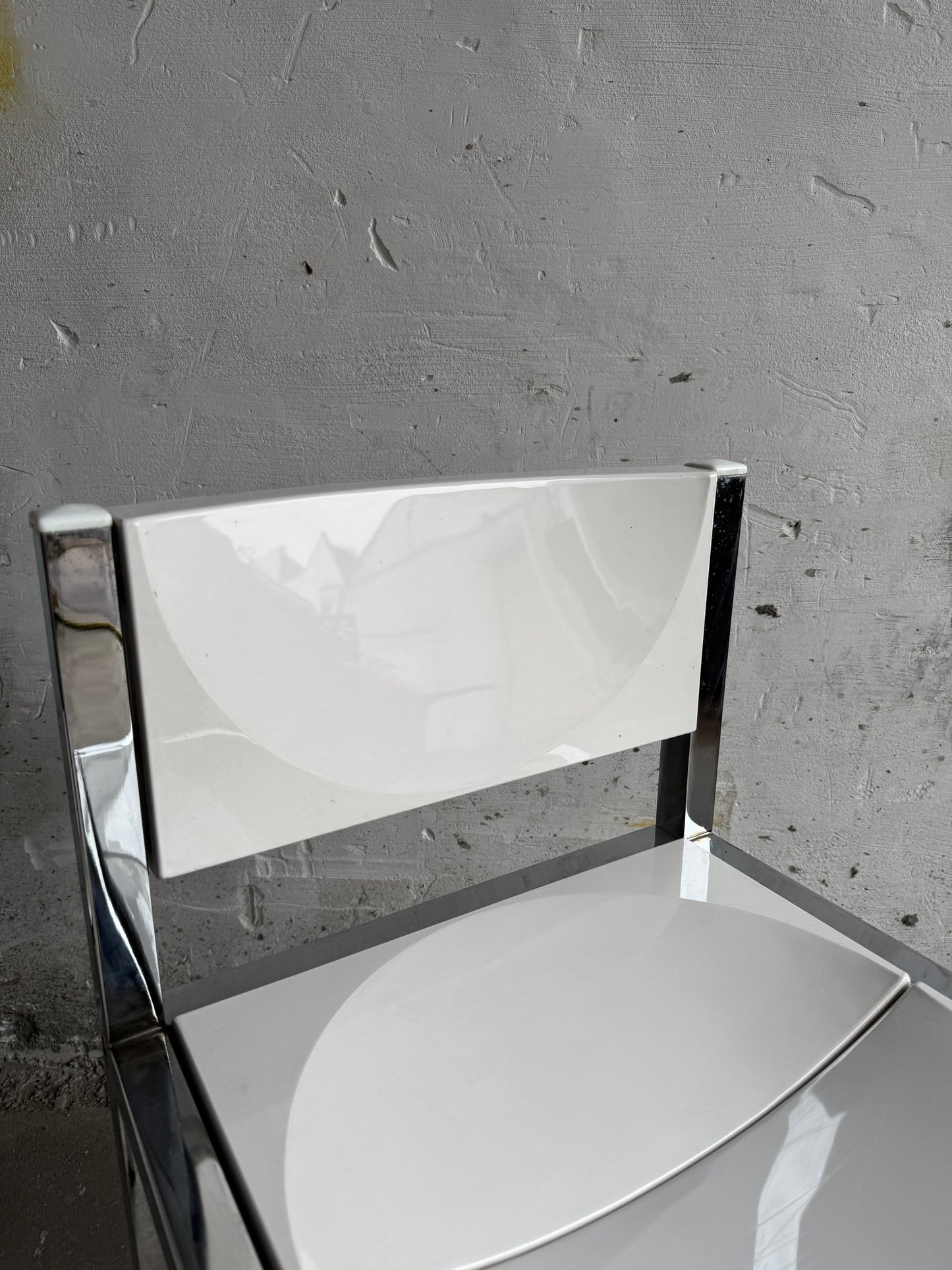 Pair of Chrome and White Chairs by Frank Wardle – 1970s Postmodern Design