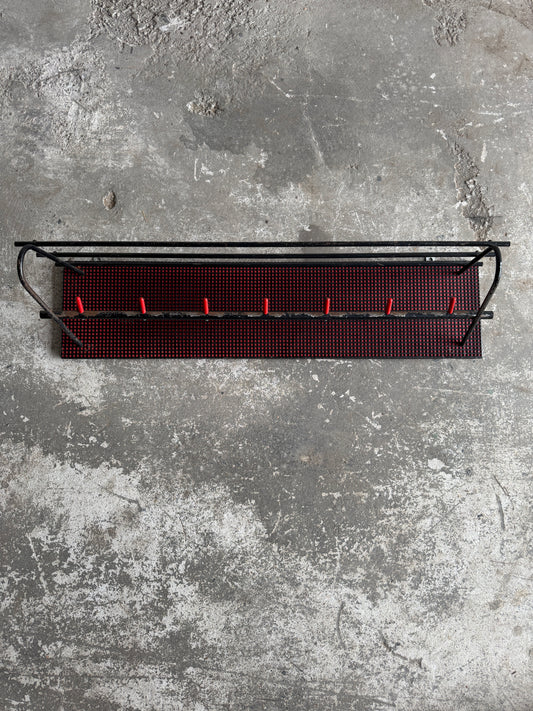 Mid-Century Wall-Mounted Coat Rack – Red and Black, 1960s