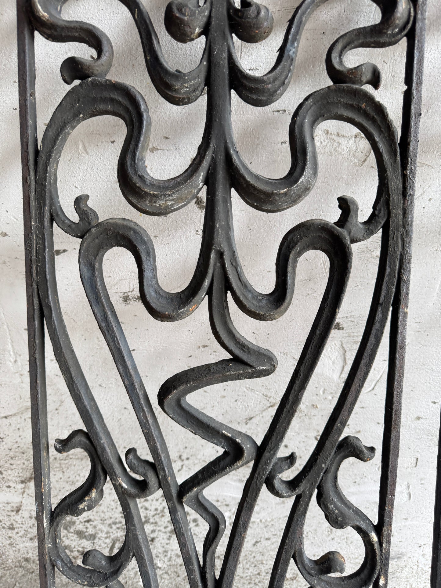 Pair of Vintage Wrought Iron Grilles – Ornamental Scrollwork
