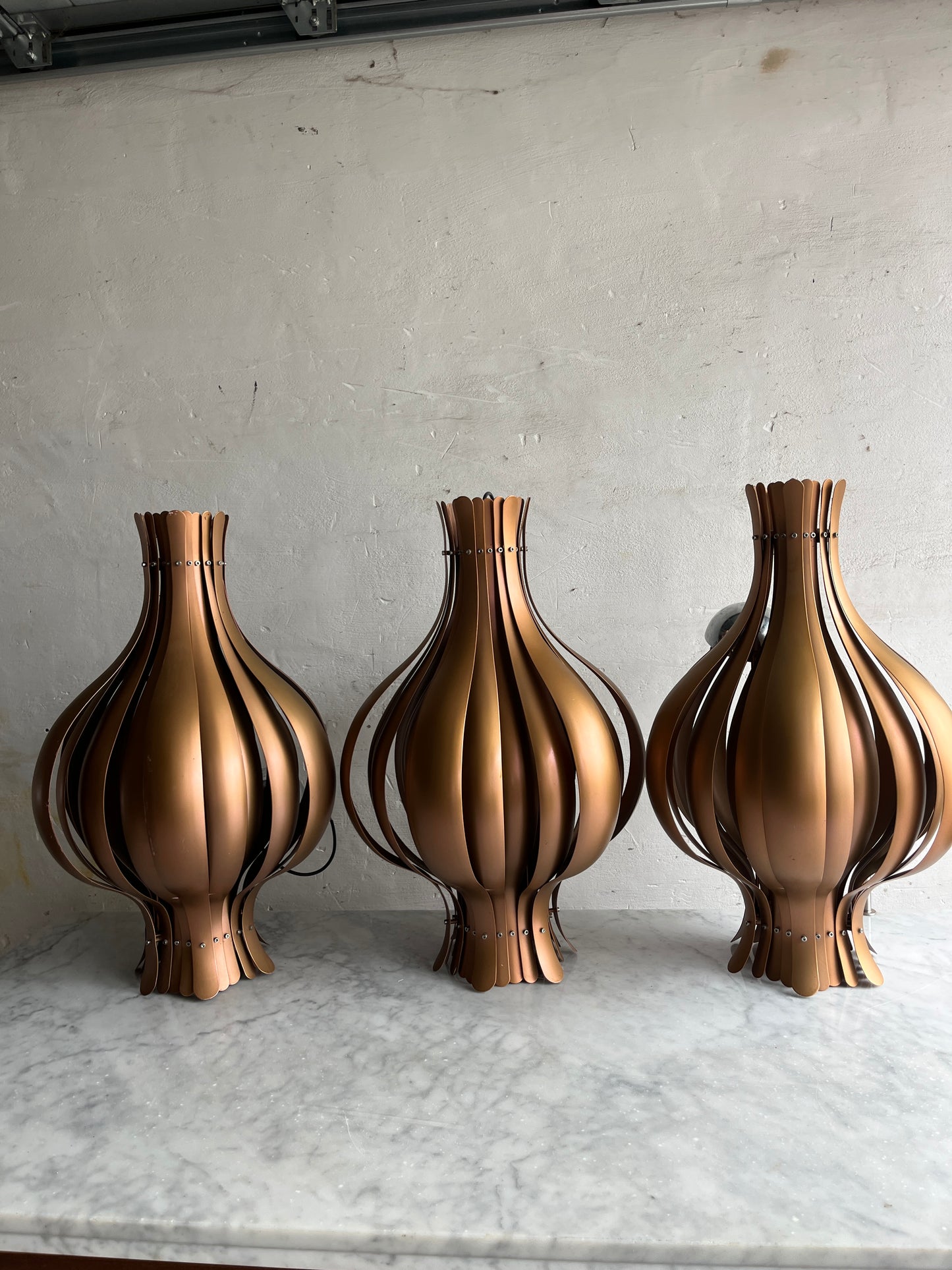 Set of 3 Verner Panton Onion Pendant Lamps