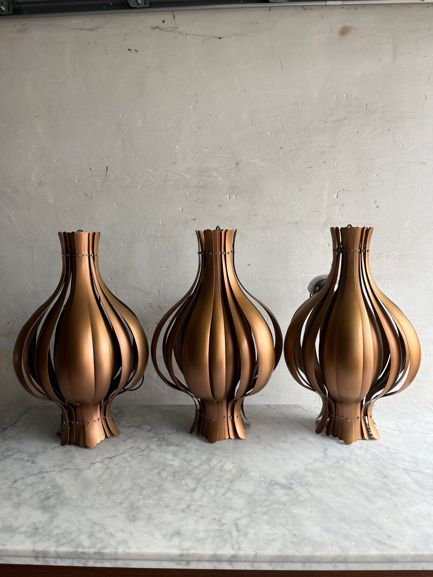 Set of 3 Verner Panton Onion Pendant Lamps