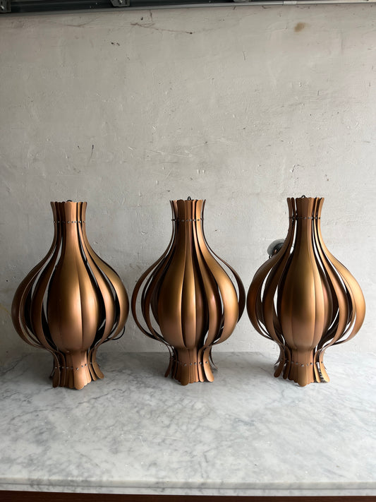 Set of 3 Verner Panton Onion Pendant Lamps