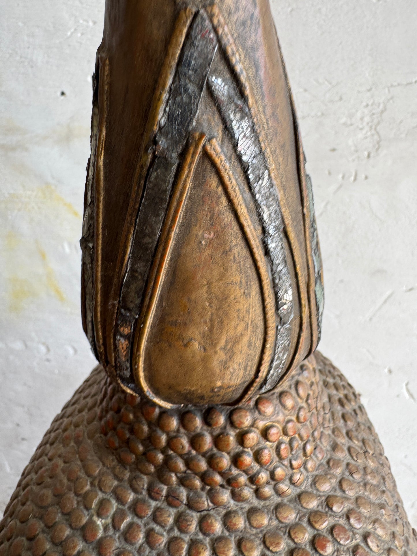 Large Seated Buddha Sculpture on Carved Base – Gilded Wood &amp; Lacquer