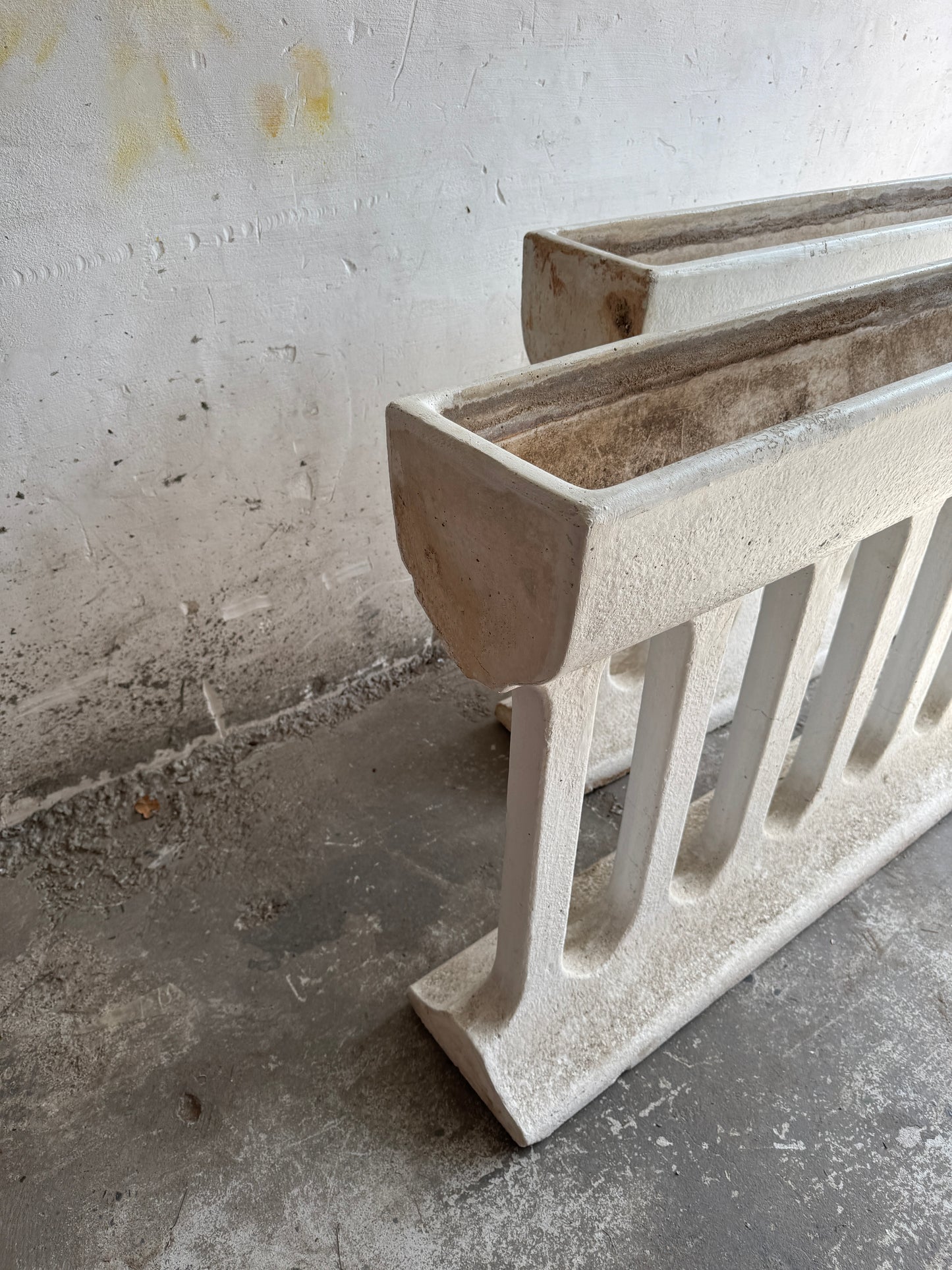Pair of Sculptural Mid-Century Concrete Planters – Brutalist Style