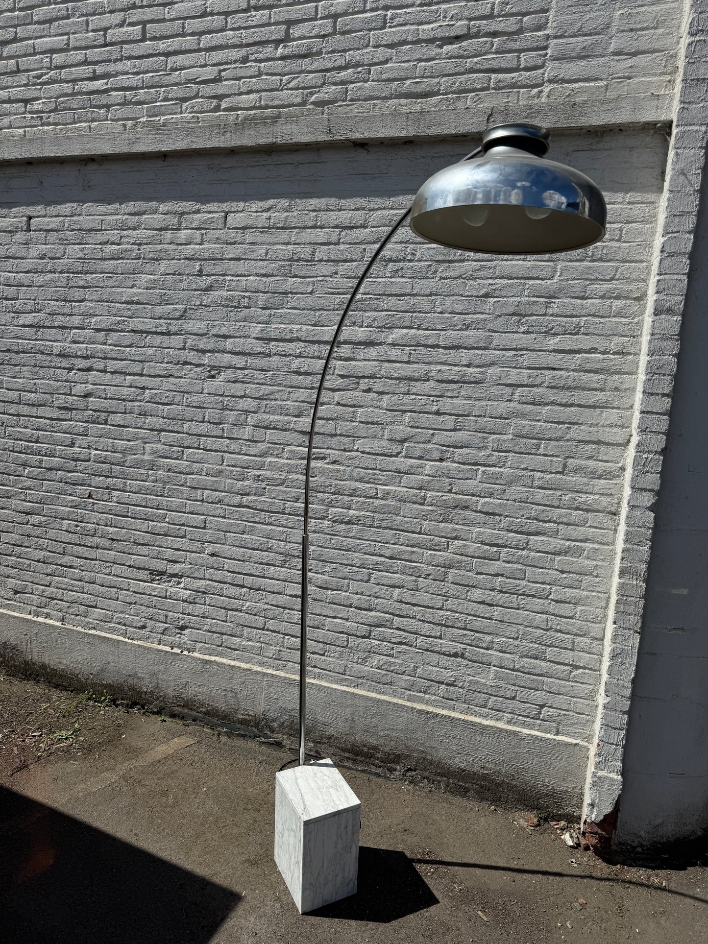 Oversized Italian Arc Floor Lamp with Marble Base – 1970s Design
