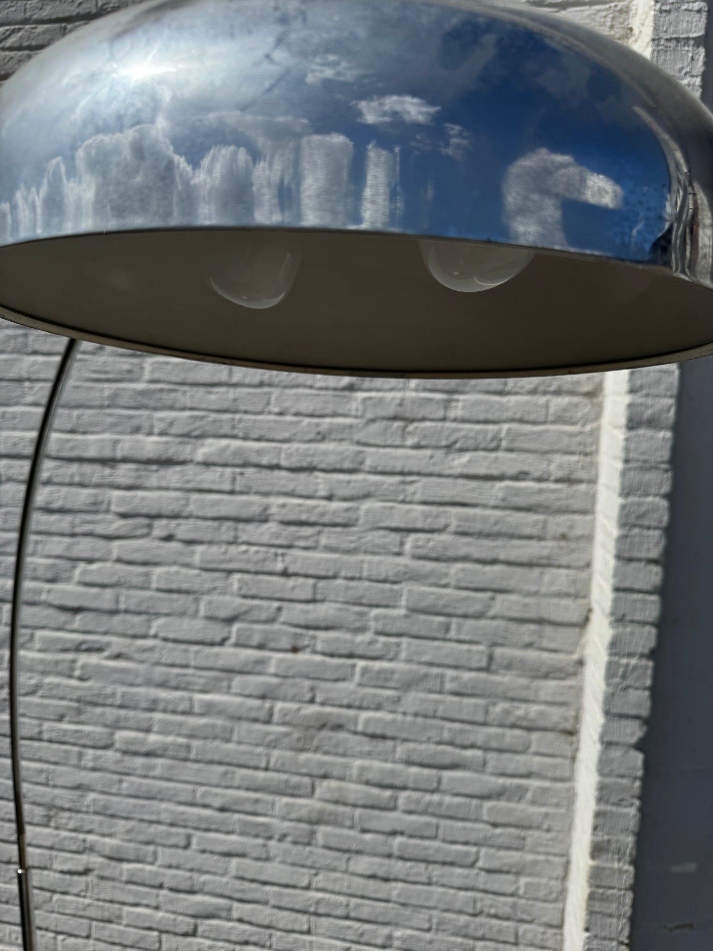 Oversized Italian Arc Floor Lamp with Marble Base – 1970s Design