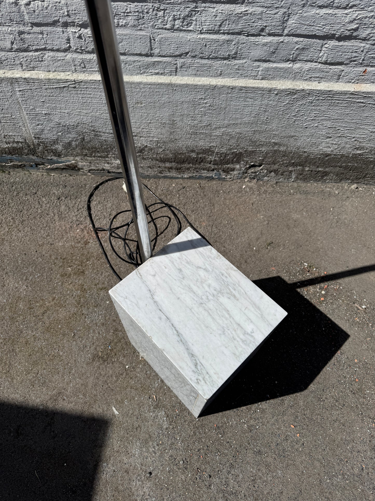 Oversized Italian Arc Floor Lamp with Marble Base – 1970s Design