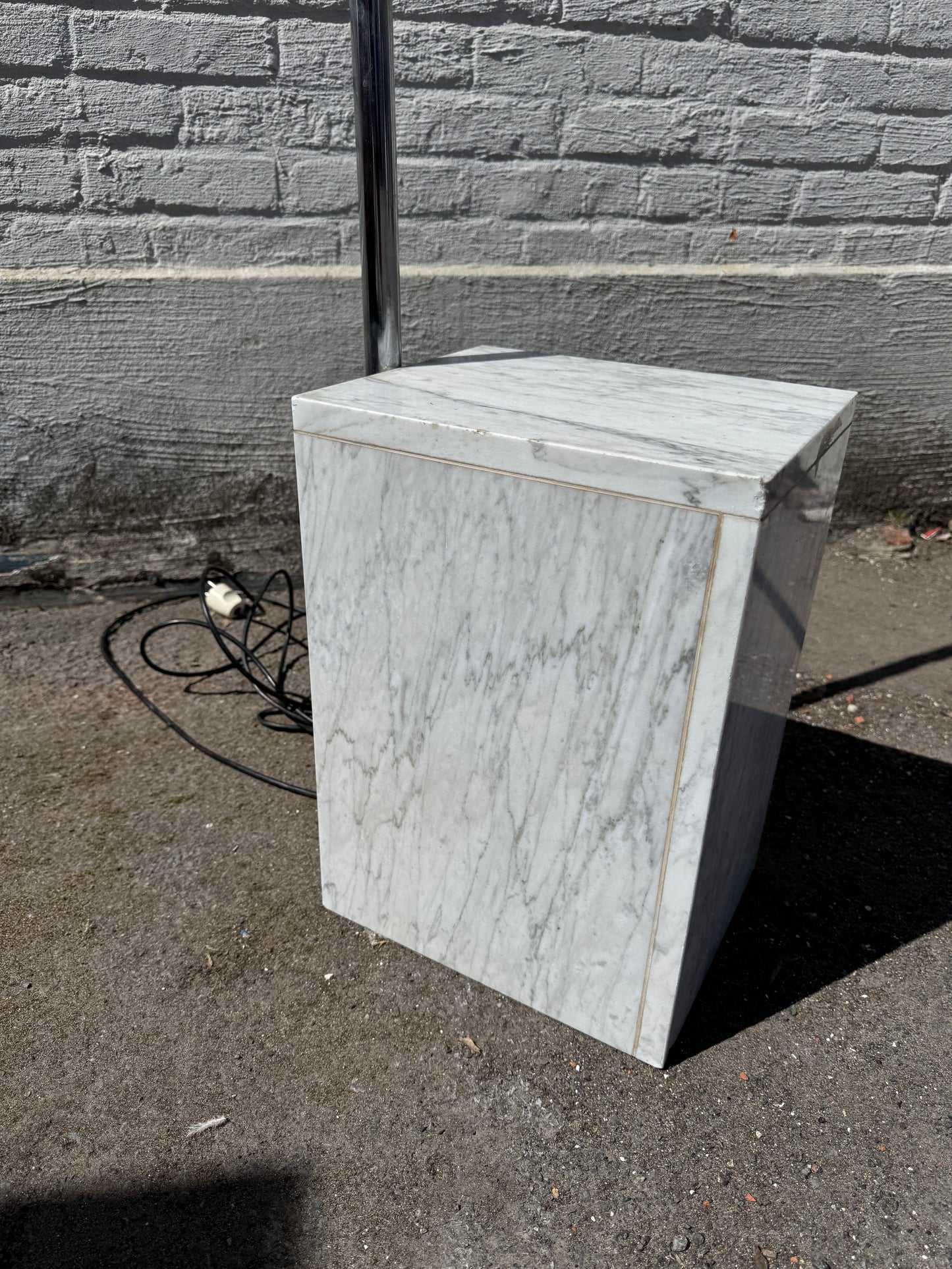 Oversized Italian Arc Floor Lamp with Marble Base – 1970s Design