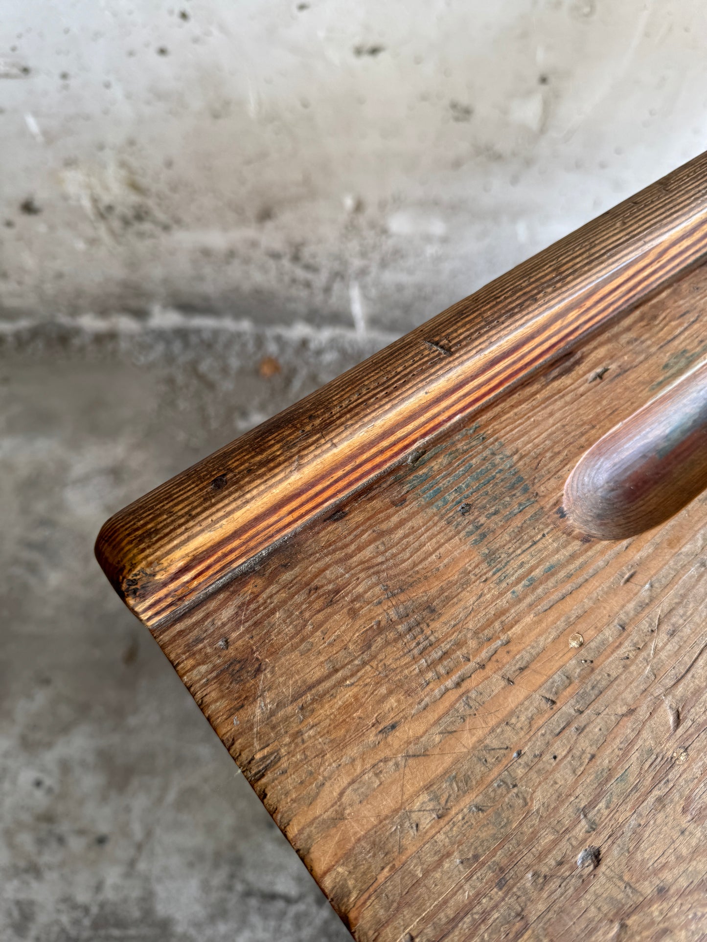 Antique Wooden School Desk with Twin Benches – Early 20th Century
