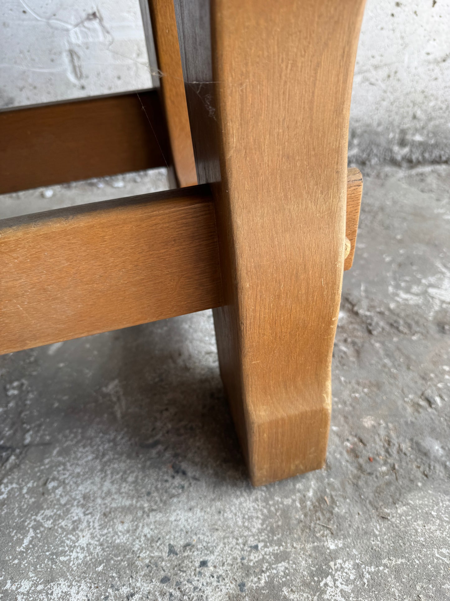 Vintage Oak Coffee Table with Belgian Blue Stone Top – 1950s Belgian Craft