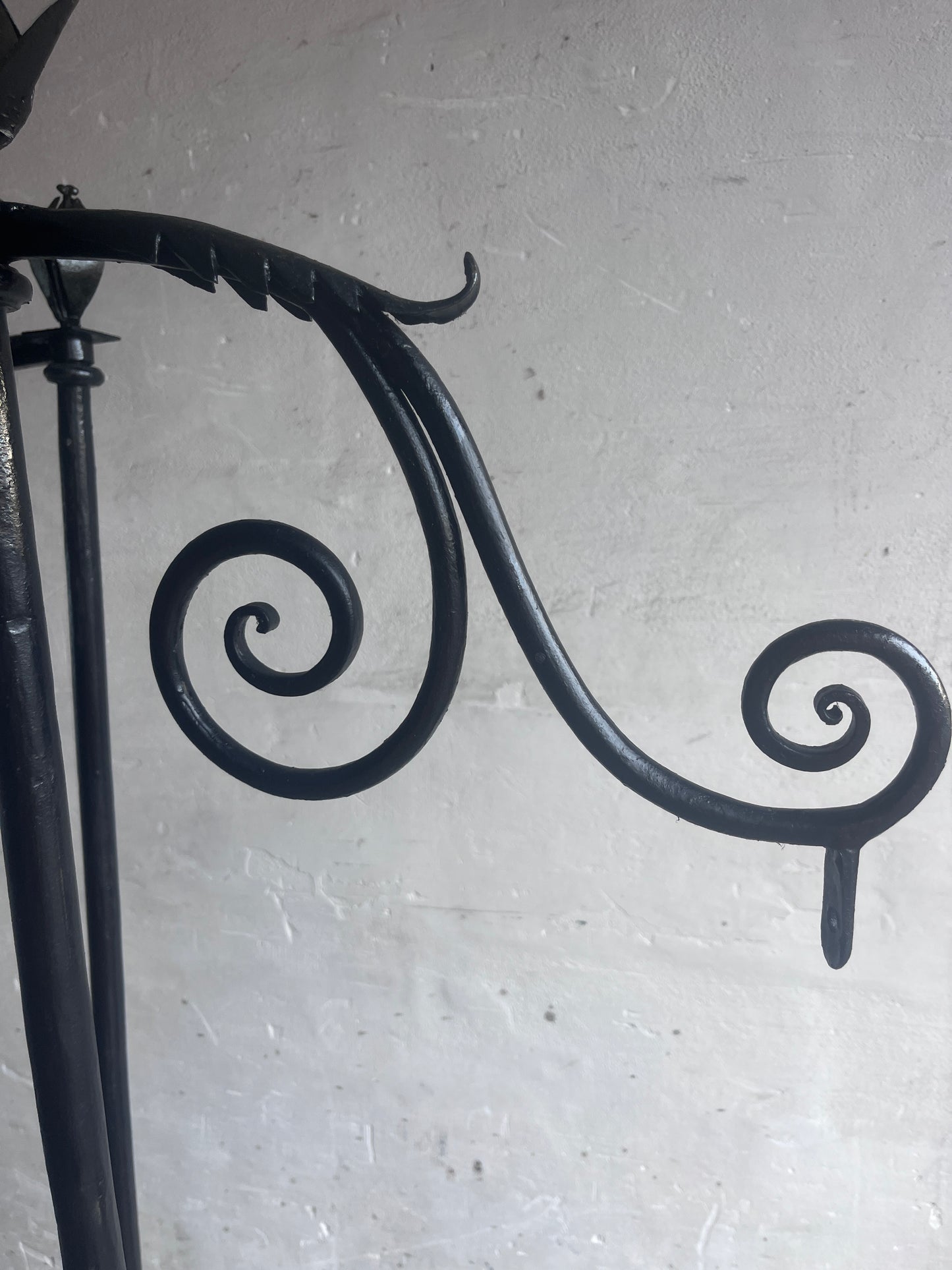 Pair of Monumental Hand-Forged Gothic Revival Wrought Iron Standards