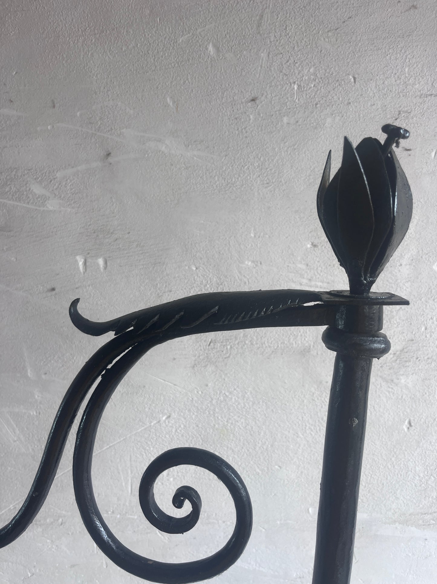 Pair of Monumental Hand-Forged Gothic Revival Wrought Iron Standards