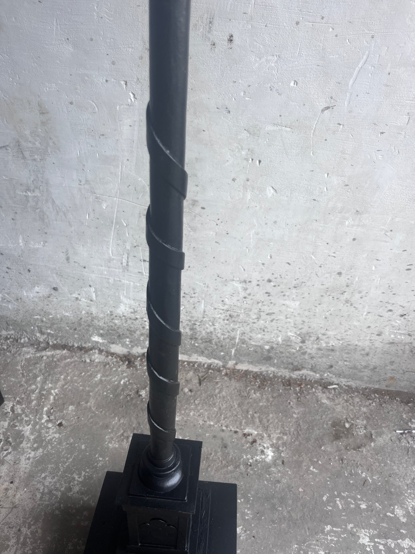 Pair of Monumental Hand-Forged Gothic Revival Wrought Iron Standards