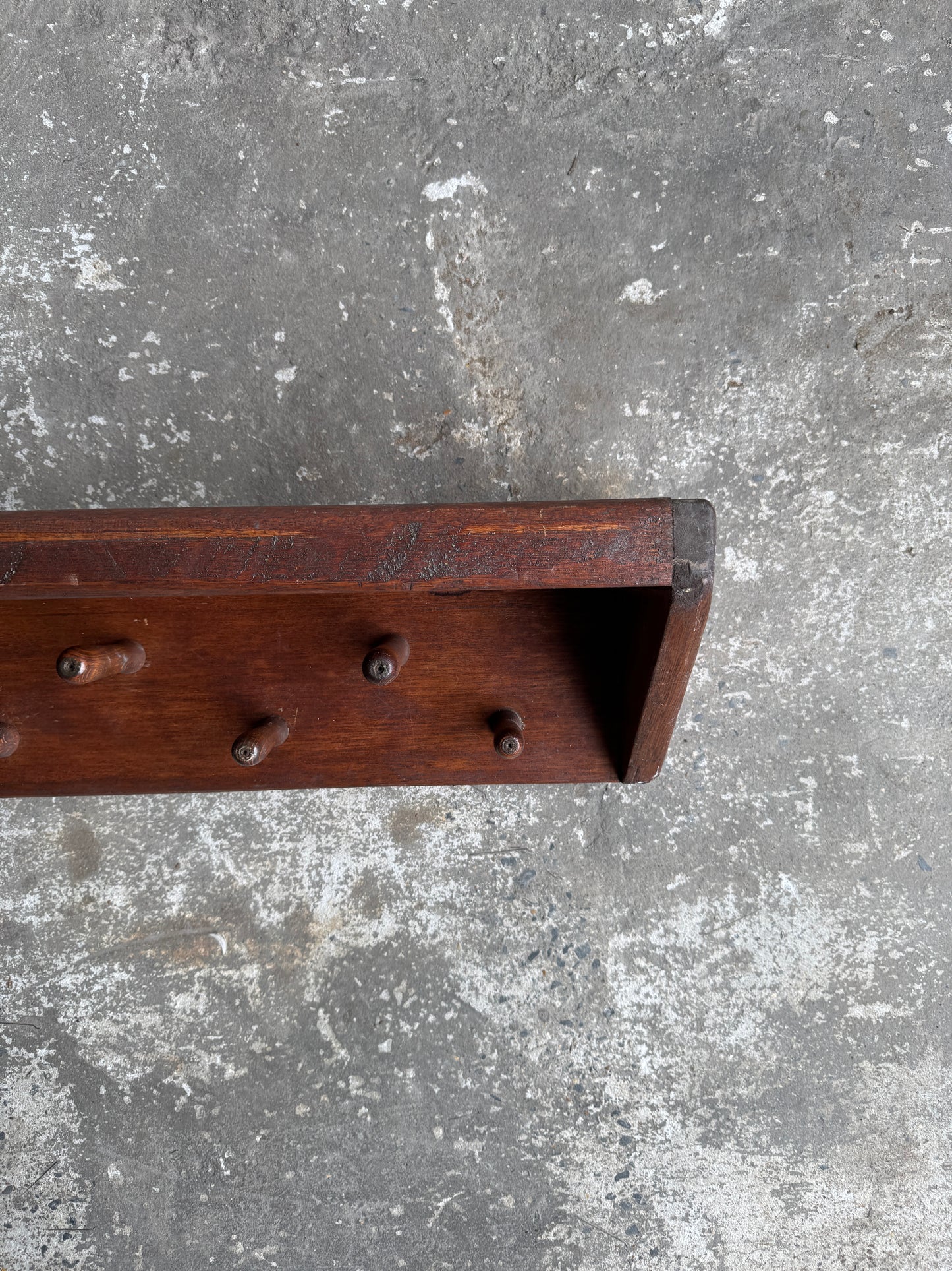 Extra-Long Vintage Wooden Coat Rack with 20 Pegs – Wall-Mounted, Mid-Century