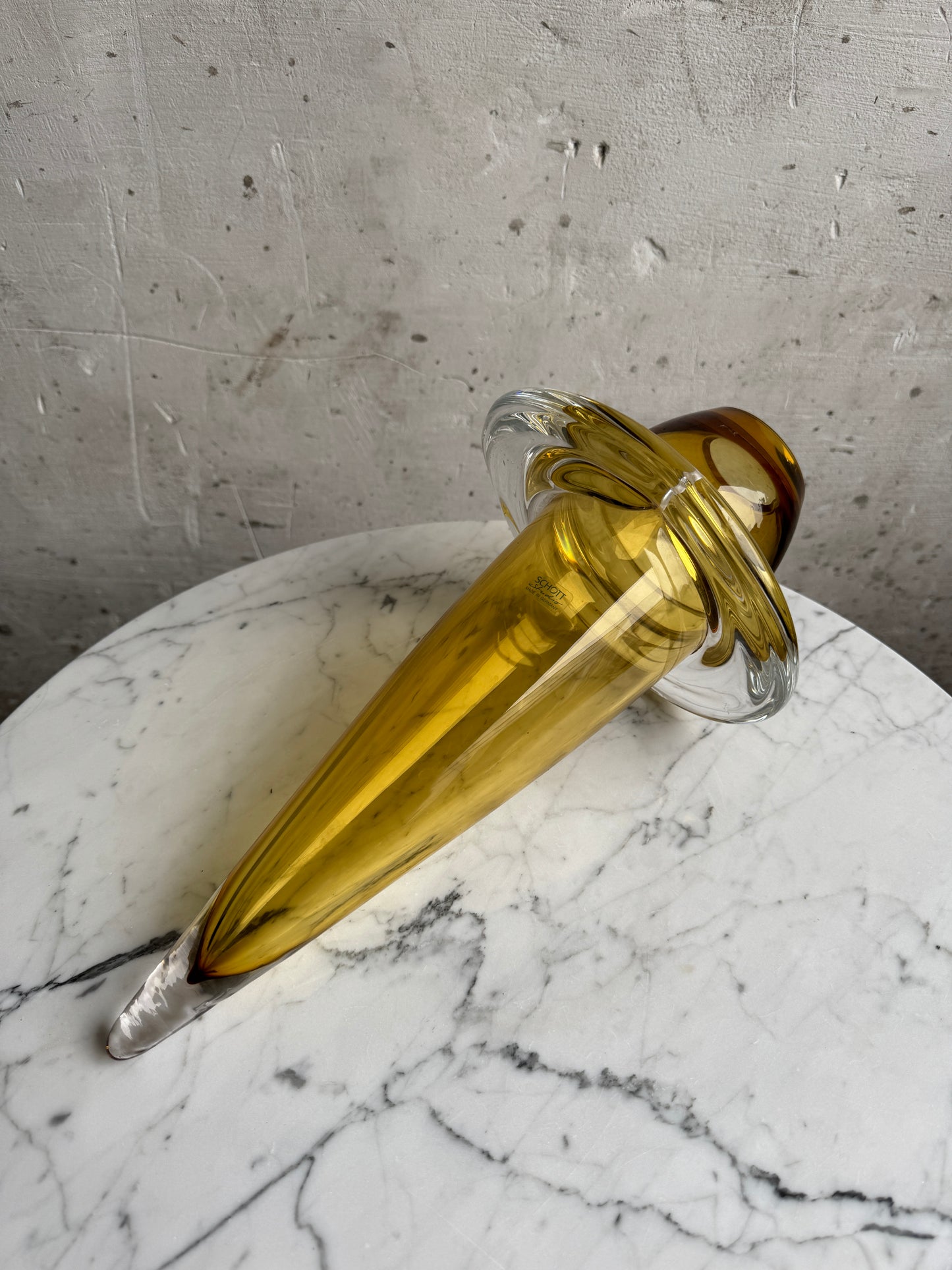 Schott Studio Spinning Top Vase – Honey-Coloured Glass – German Design