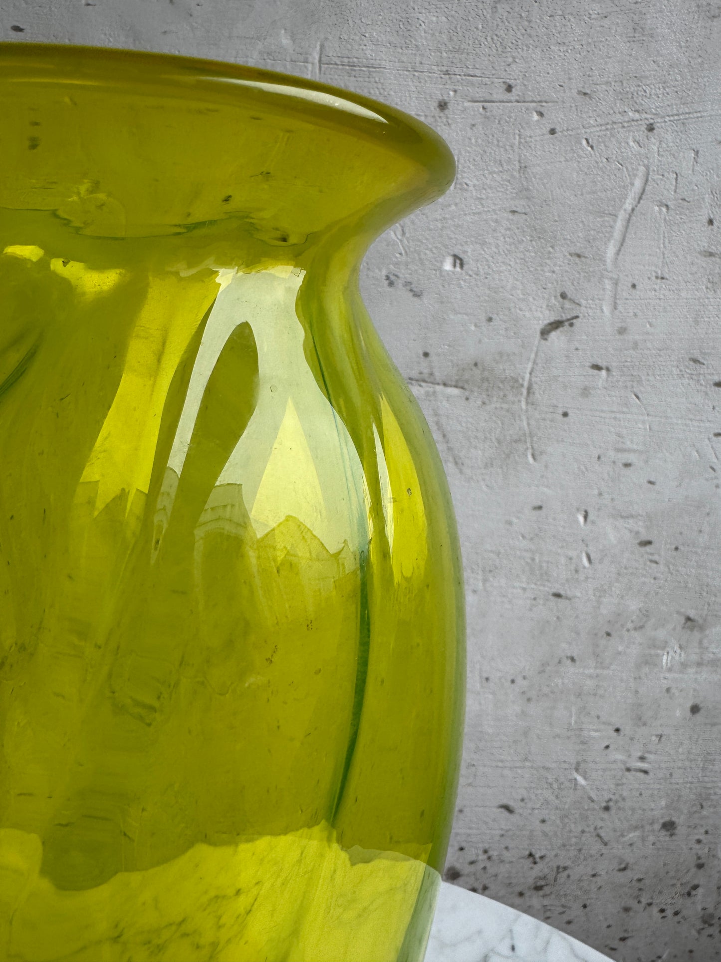 Uranium Glass Swirl Vase – Lime Green – Hand-Blown – 30cm