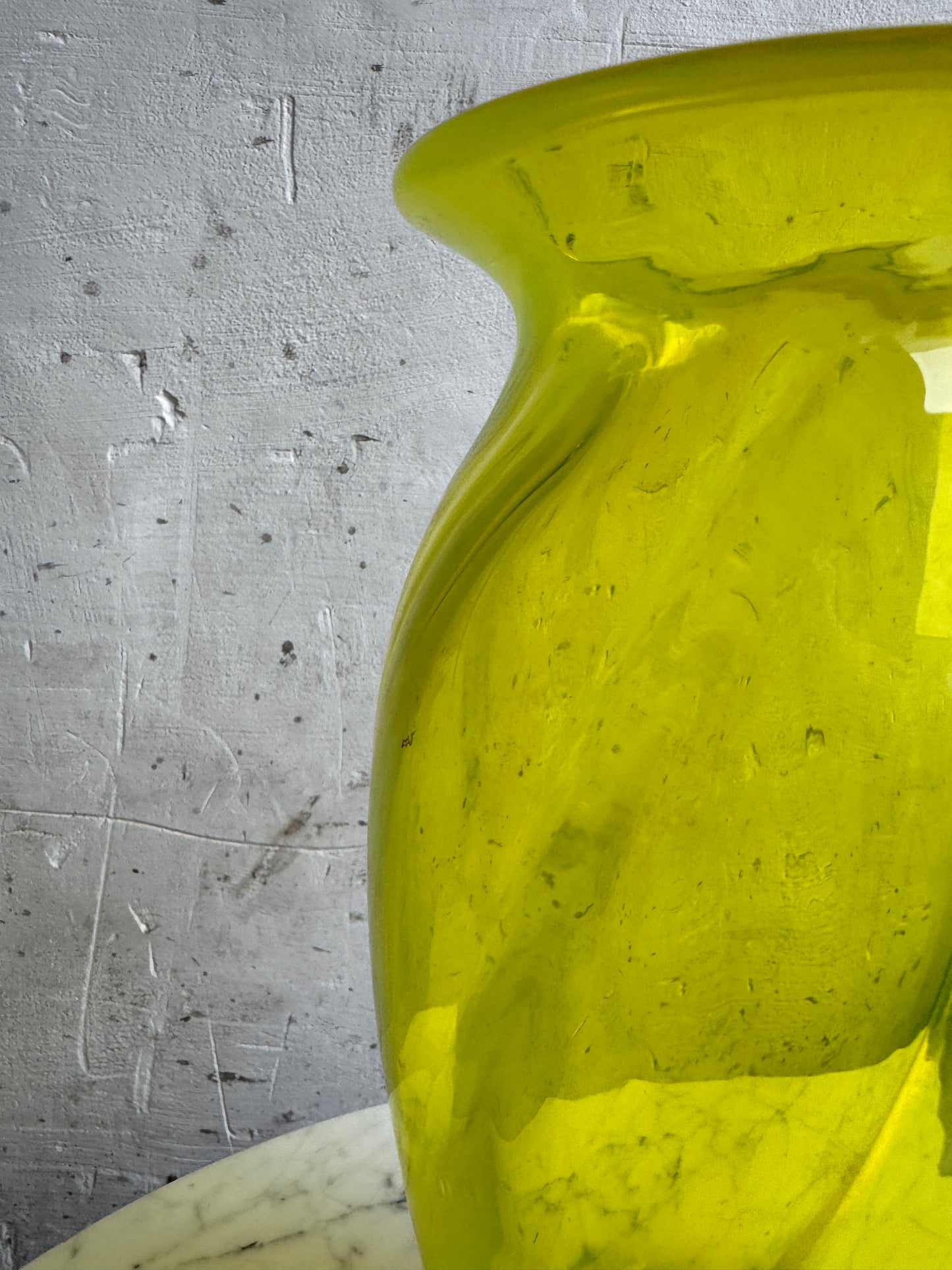 Uranium Glass Swirl Vase – Lime Green – Hand-Blown – 30cm