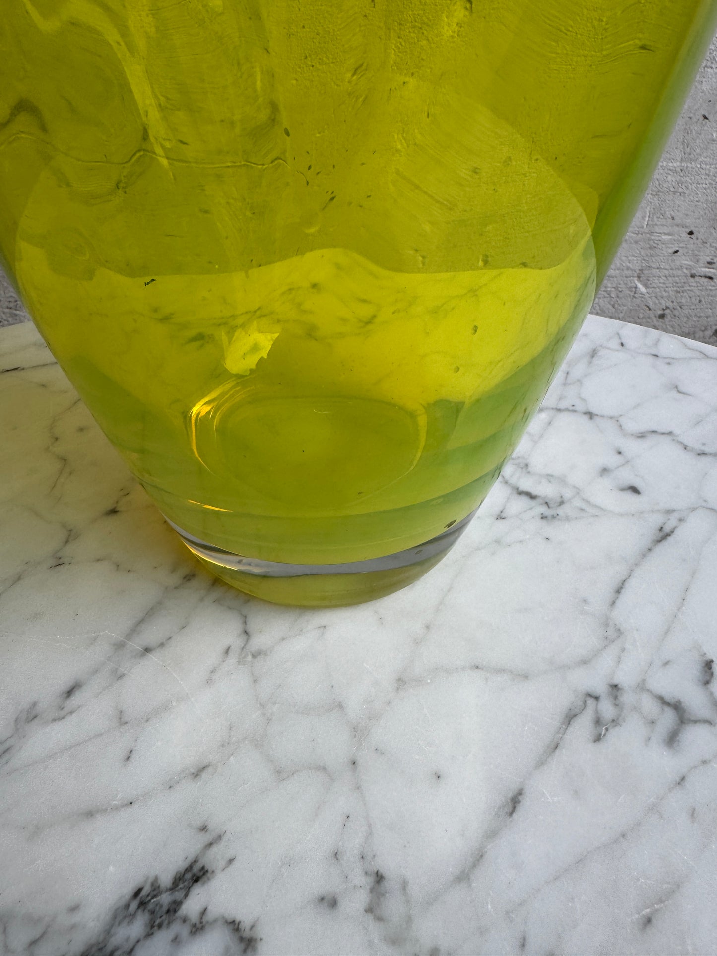 Uranium Glass Swirl Vase – Lime Green – Hand-Blown – 30cm