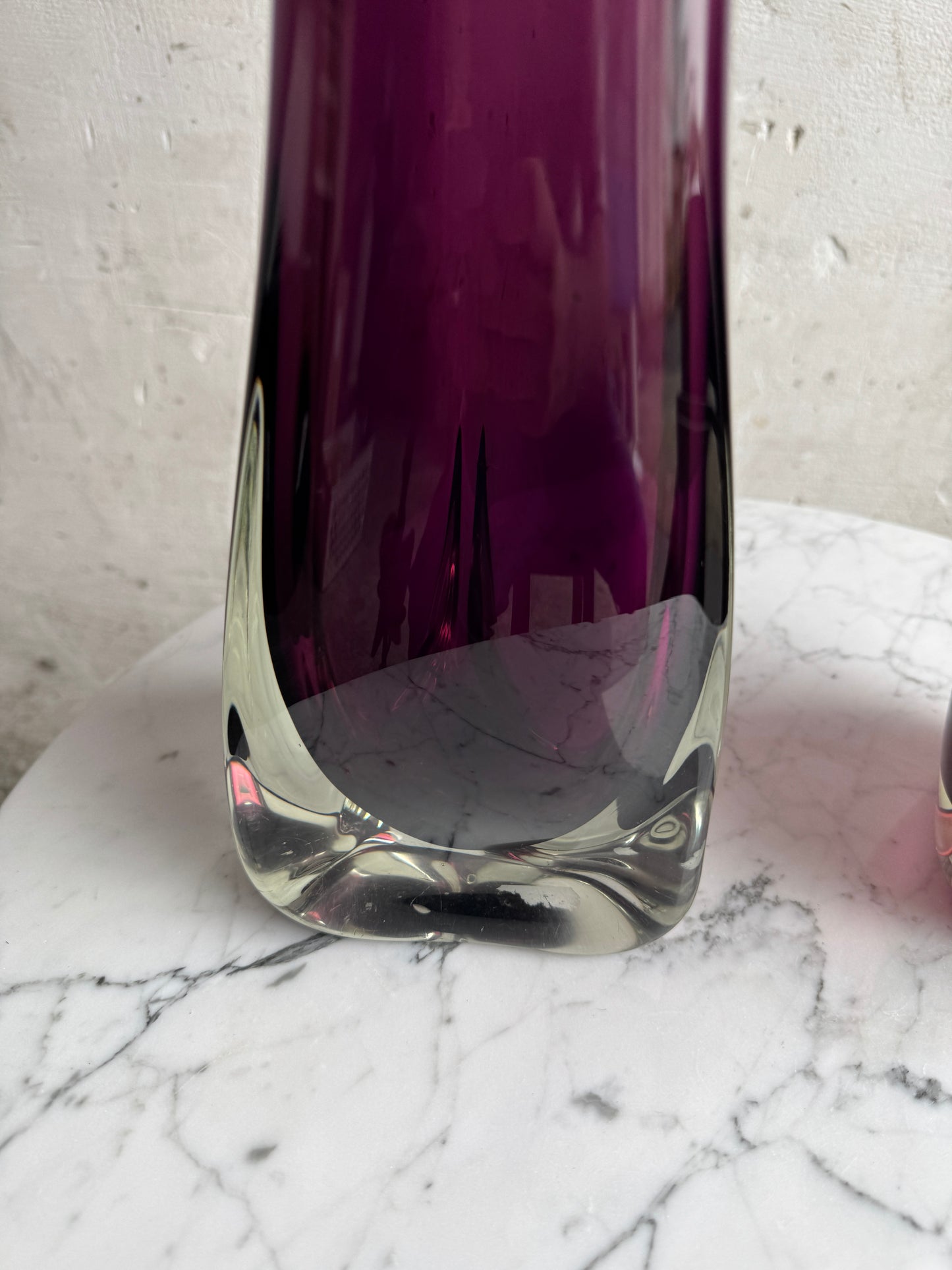Pair of Tall Amethyst Art Glass Vases – XL Decorative Set