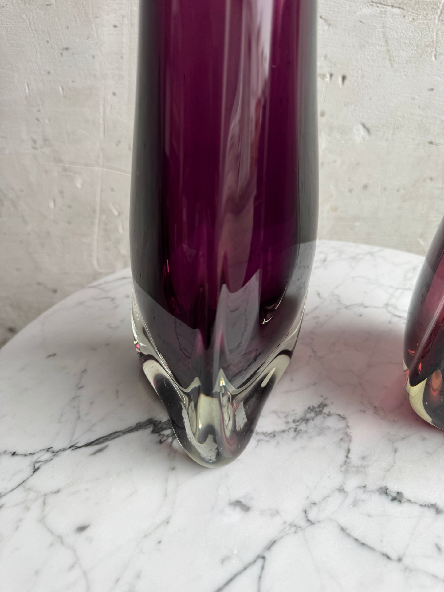 Pair of Tall Amethyst Art Glass Vases – XL Decorative Set
