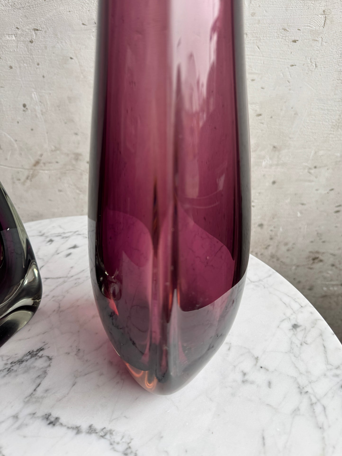 Pair of Tall Amethyst Art Glass Vases – XL Decorative Set