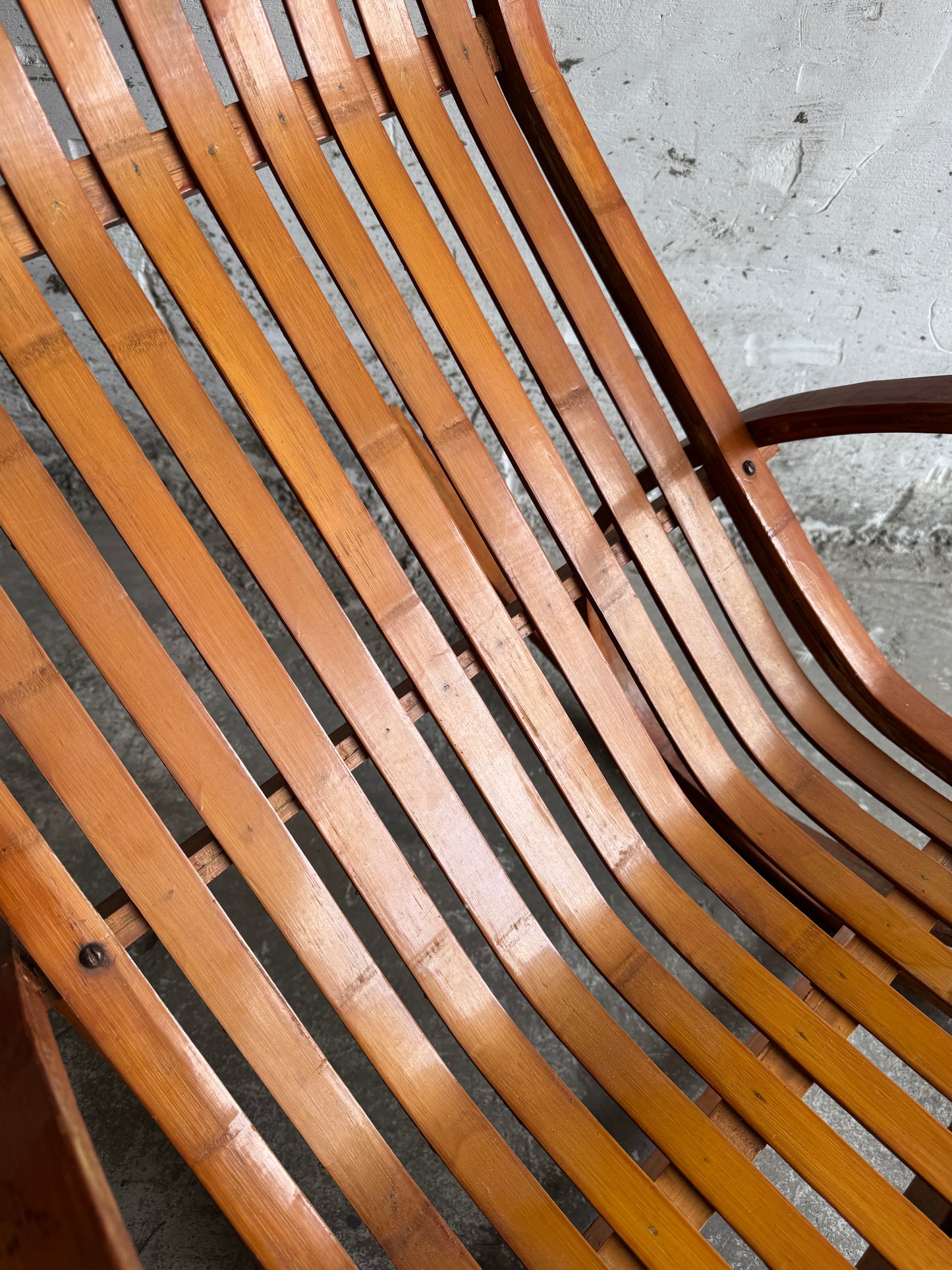 Vintage Wooden Rocking Chaise Longue with Circular Frame