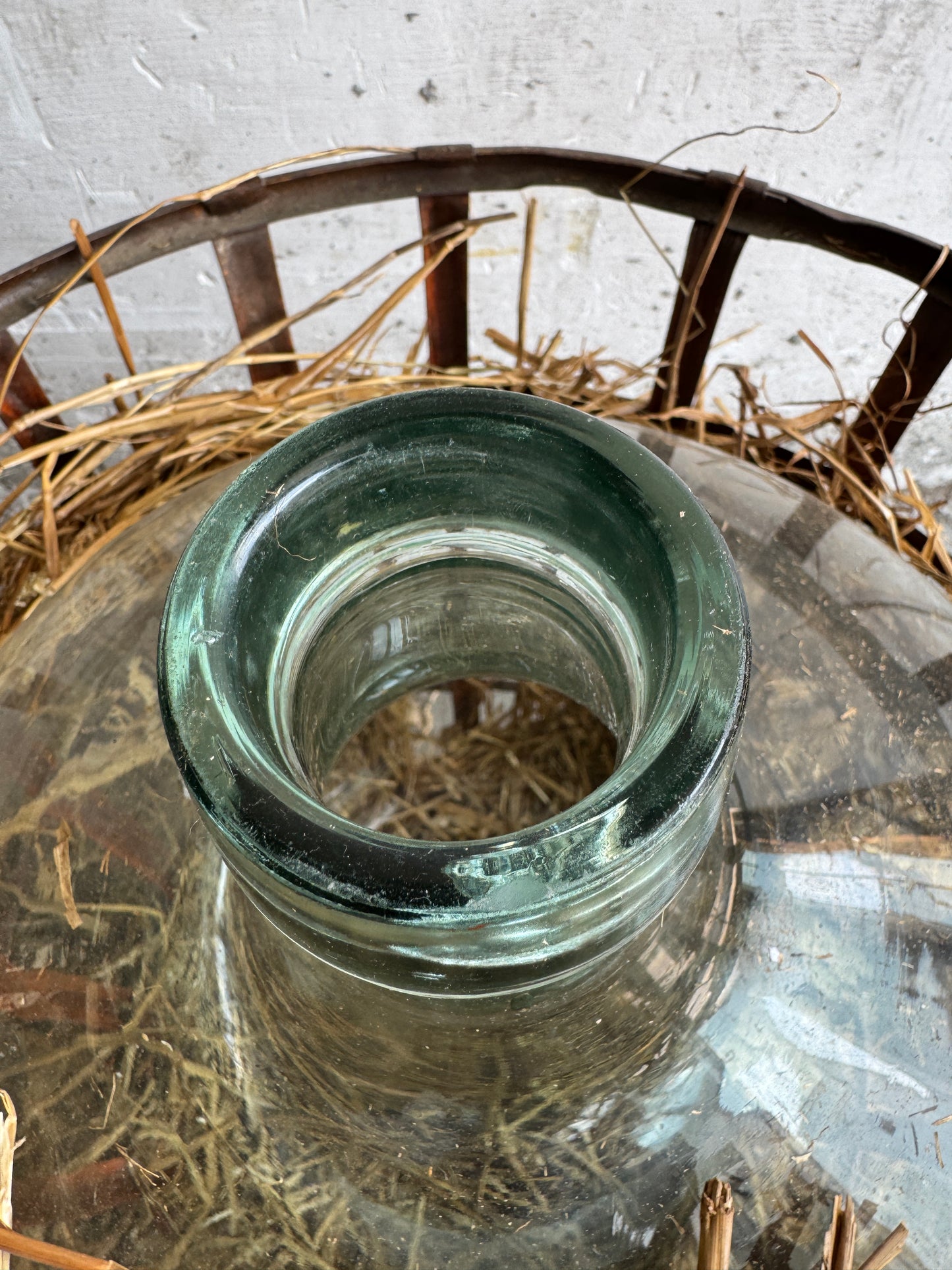Antique Demijohn in Metal Basket (4pcs available)