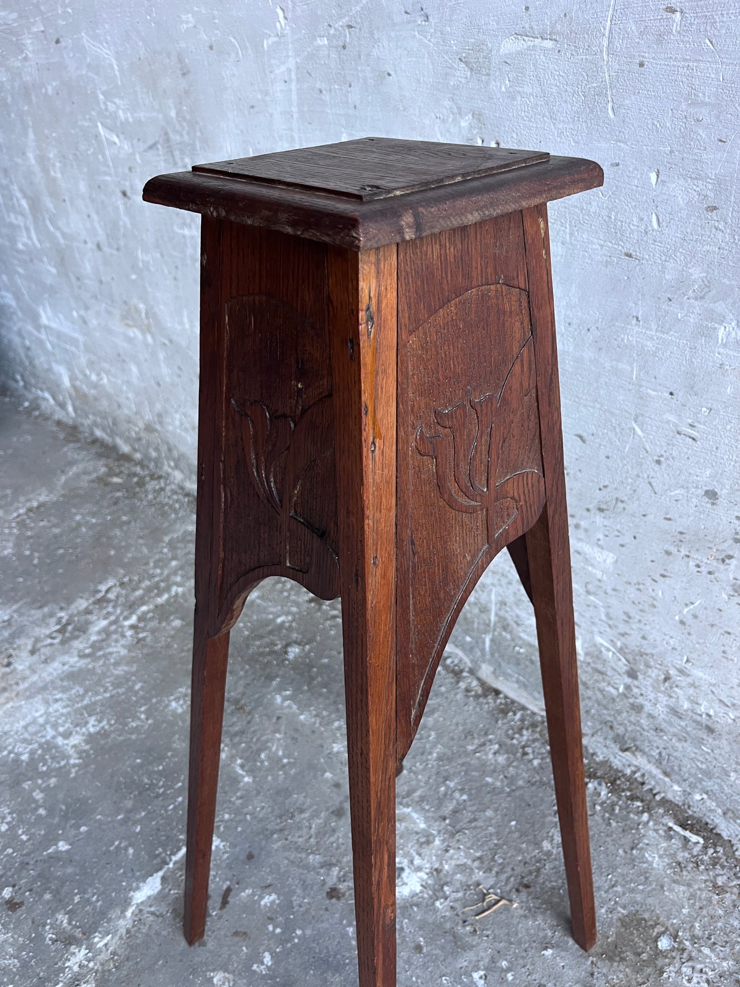 Art Nouveau Carved Wooden Plant Stand, circa 1910