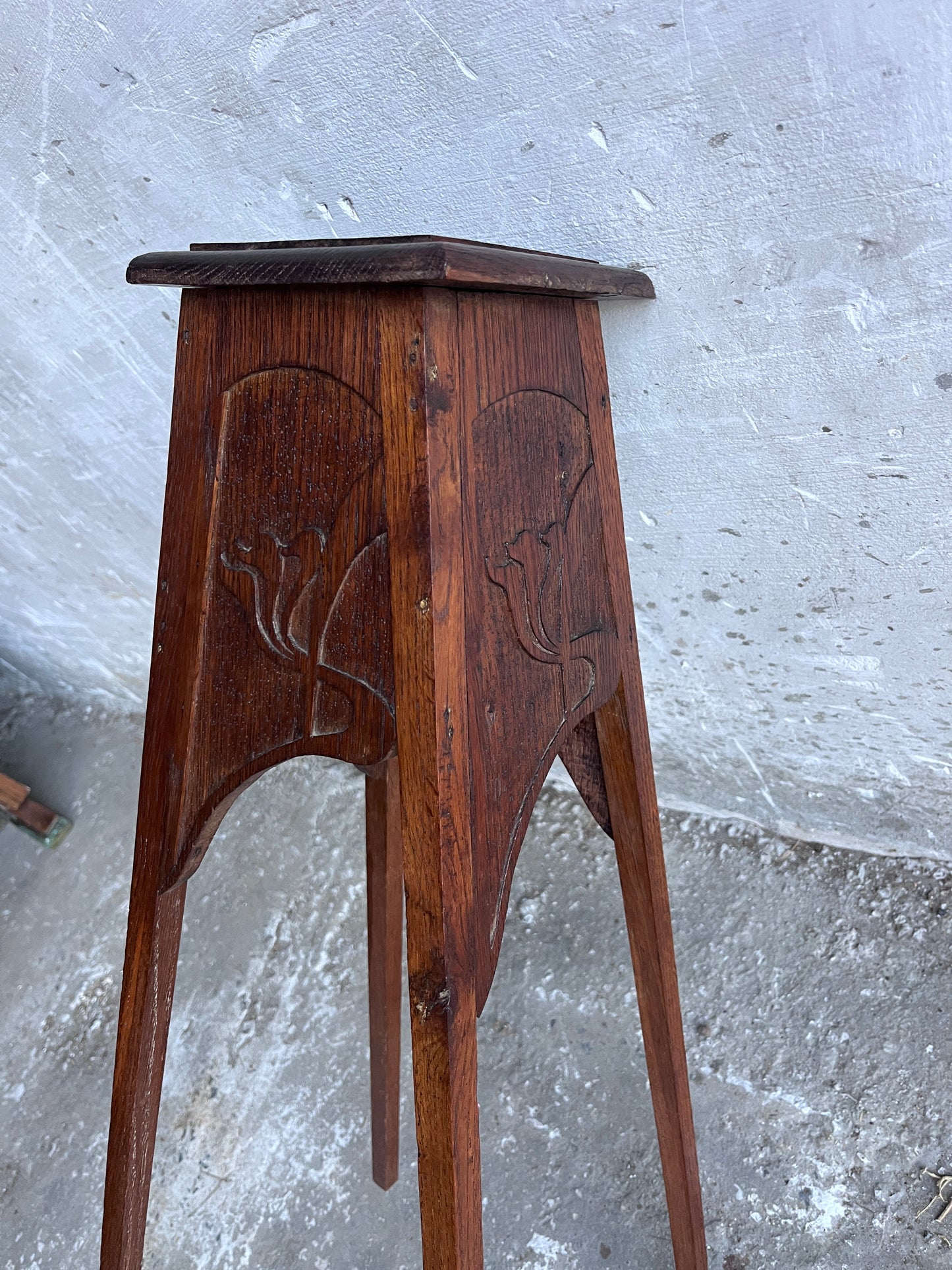 Art Nouveau Carved Wooden Plant Stand, circa 1910