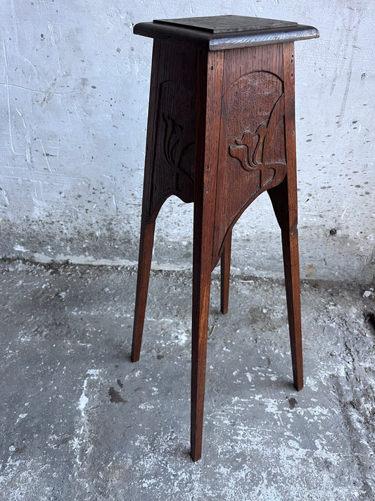 Art Nouveau Carved Wooden Plant Stand, circa 1910