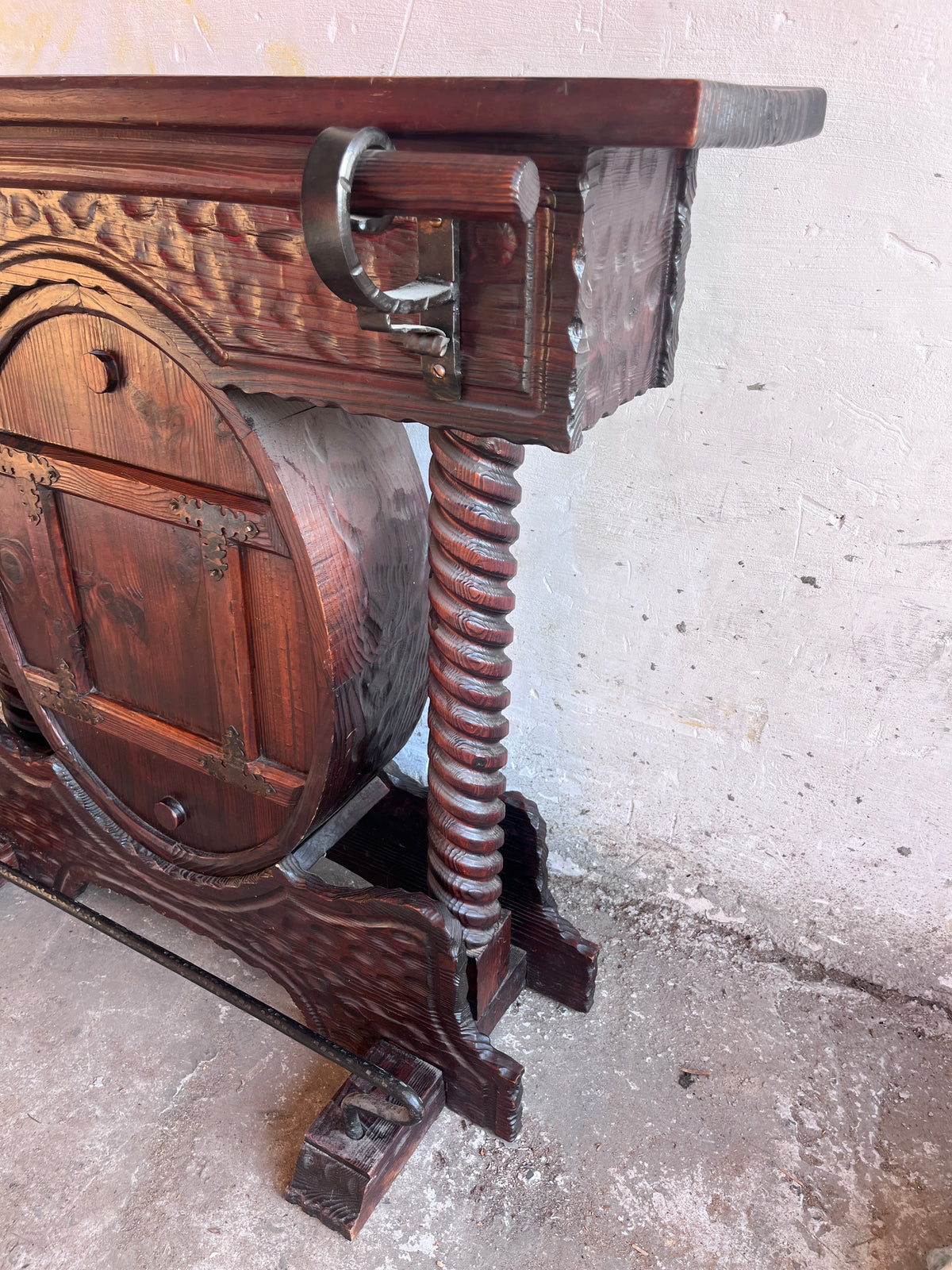 Rustic Brutalist Bar Cabinet
