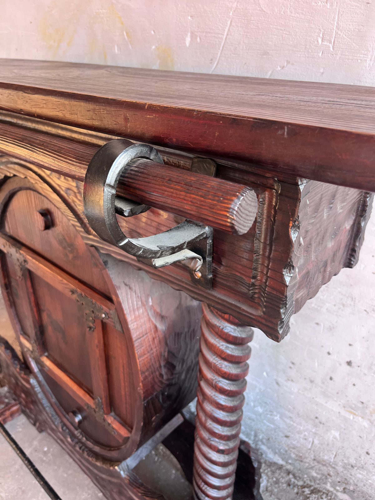 Rustic Brutalist Bar Cabinet