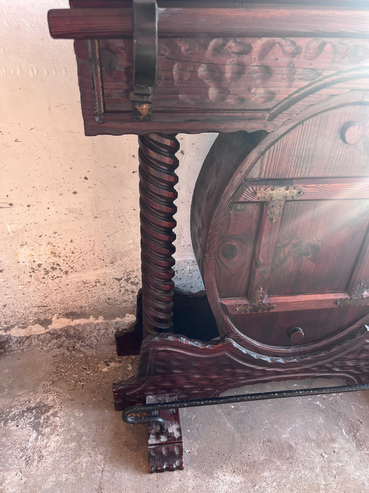 Rustic Brutalist Bar Cabinet