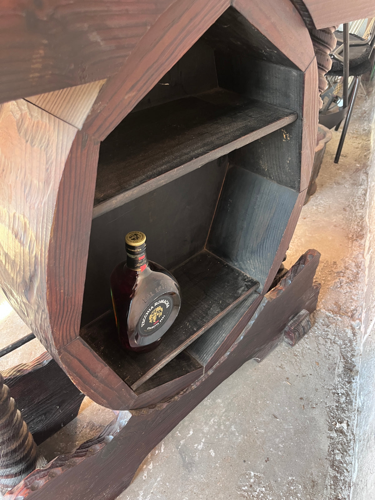 Rustic Brutalist Bar Cabinet
