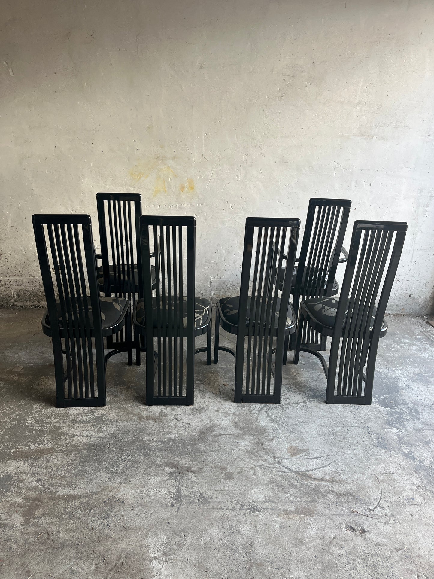 Set of 6 High Back Dining Chairs – 1980s Design