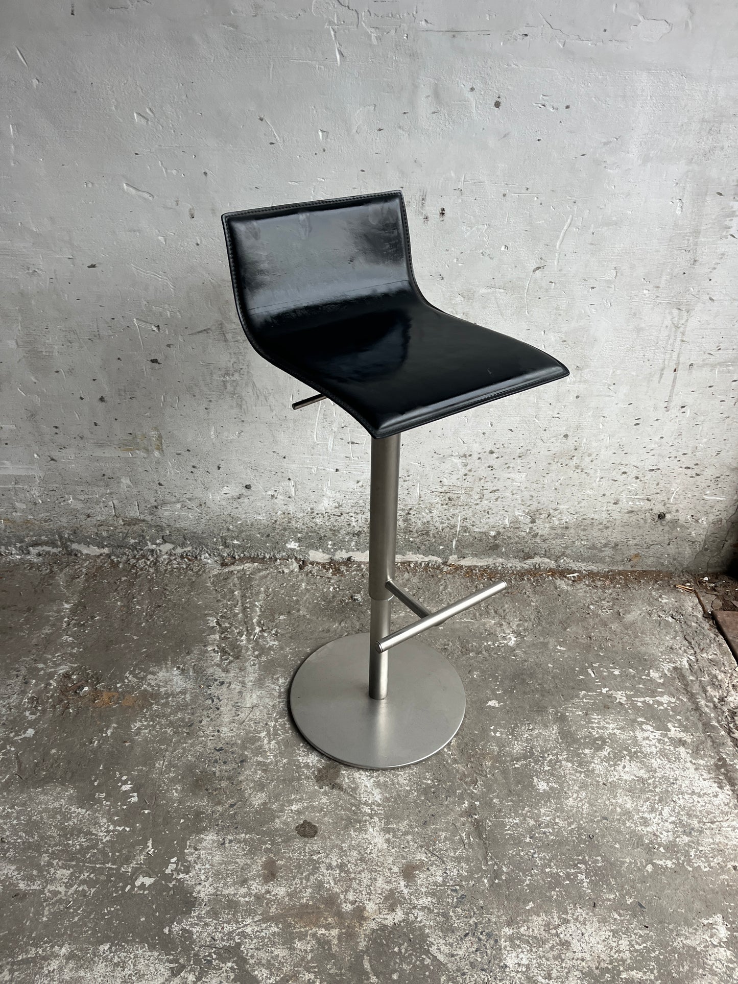 La Palma Adjustable Bar Stool – Black Leather