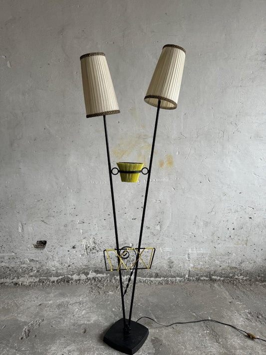 Franse staande lamp met twee armen, jaren 50