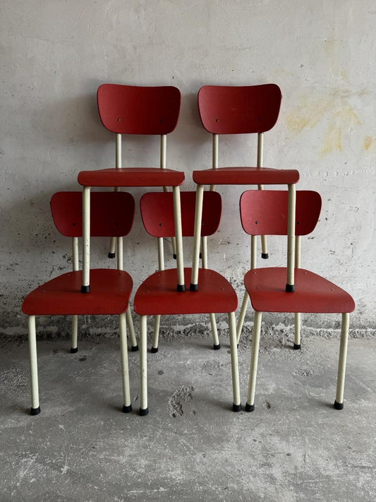 Set van 5 rode Brabantia stoelen (jaren 60)