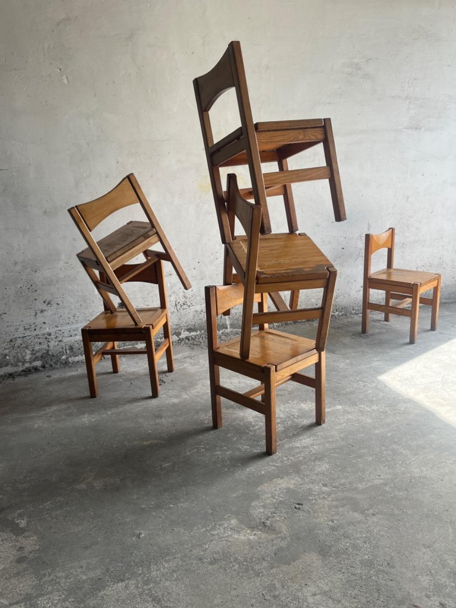 Suite of vintage 6 chairs and a dining table Ilmari Tapiovaara 1960s