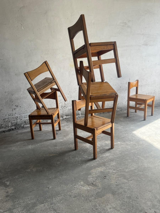 Suite of vintage 6 chairs and a dining table Ilmari Tapiovaara 1960s