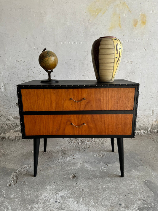 Vintage IKEA ladekastje in teak en kunstleder (1960s)