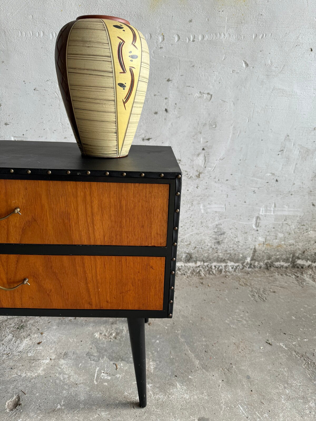 Vintage IKEA ladekastje in teak en kunstleder (1960s)