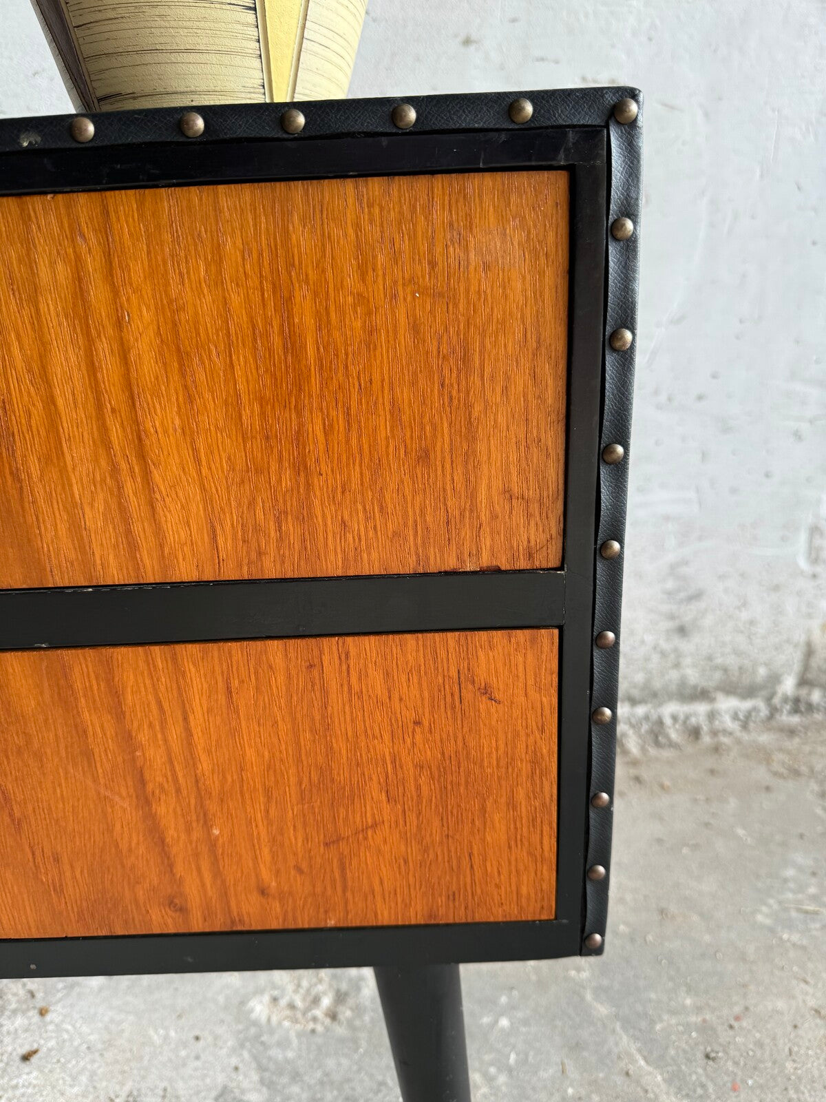 Vintage IKEA ladekastje in teak en kunstleder (1960s)