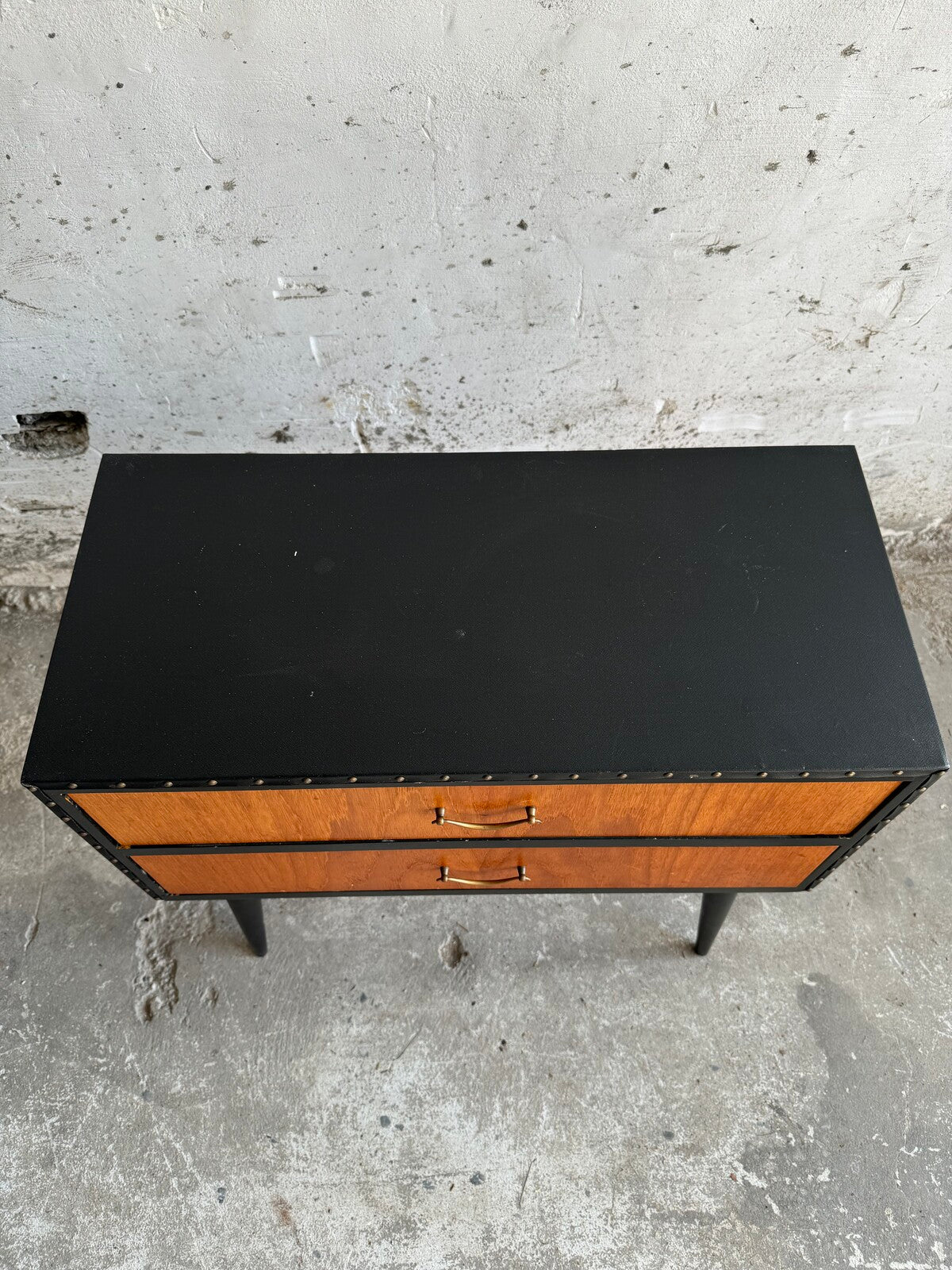 Vintage IKEA ladekastje in teak en kunstleder (1960s)