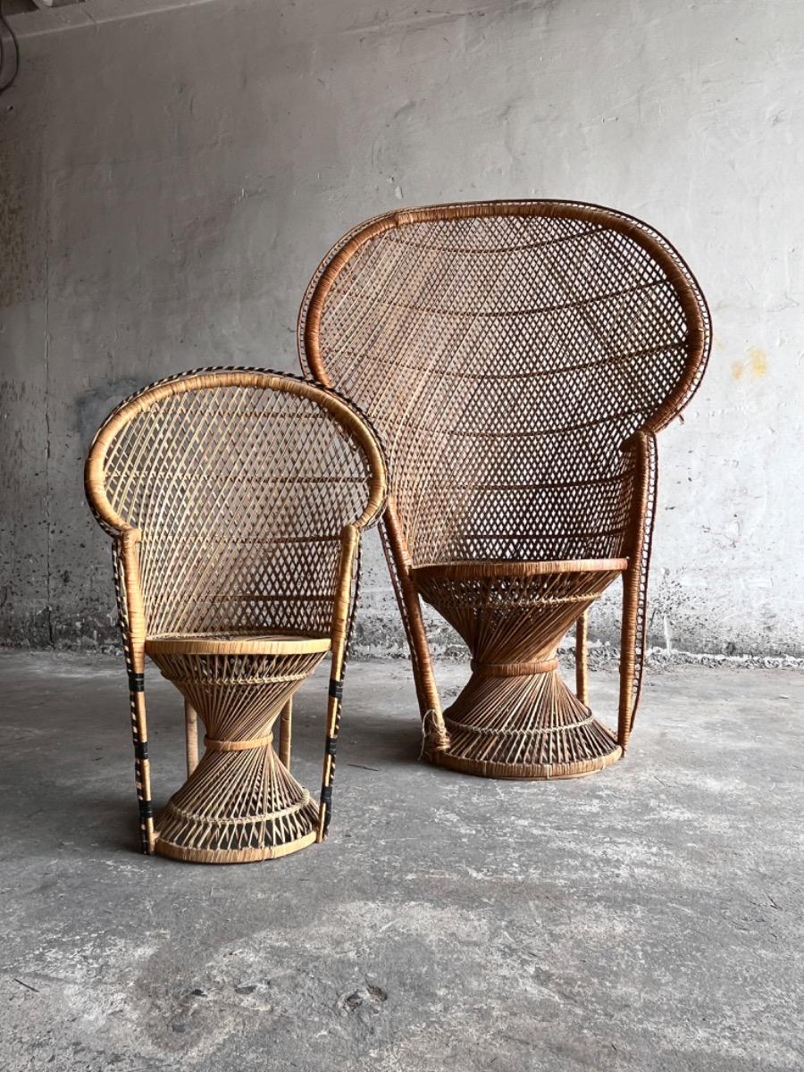 Set Emmanuelle rotan stoelen – groot en klein