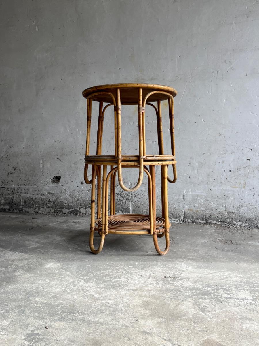 Vintage rotan bijzettafels in de stijl van Rohe Noordwolde