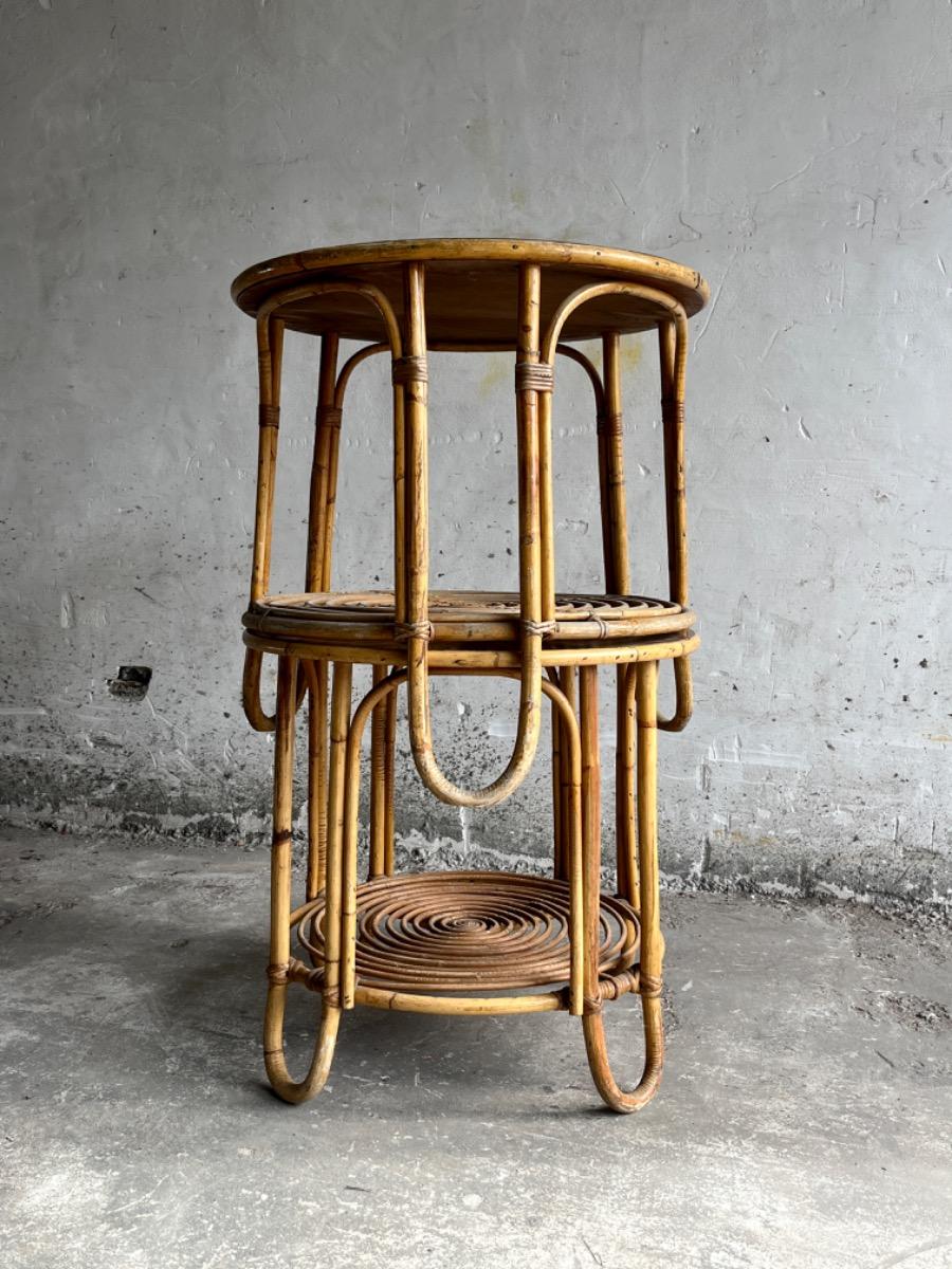 Vintage Rotan Bijzettafels in de Stijl van Rohé Noordwolde