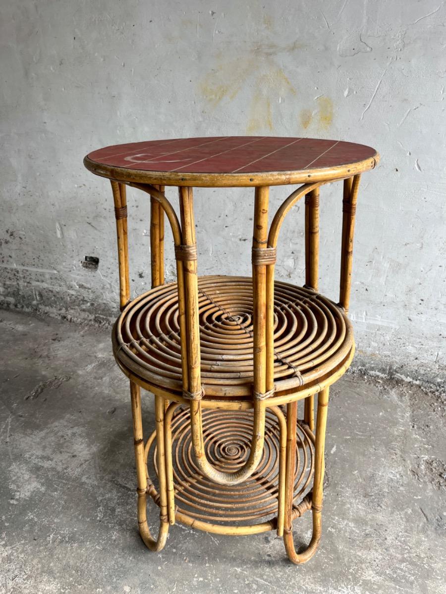 Vintage Rotan Bijzettafels in de Stijl van Rohé Noordwolde