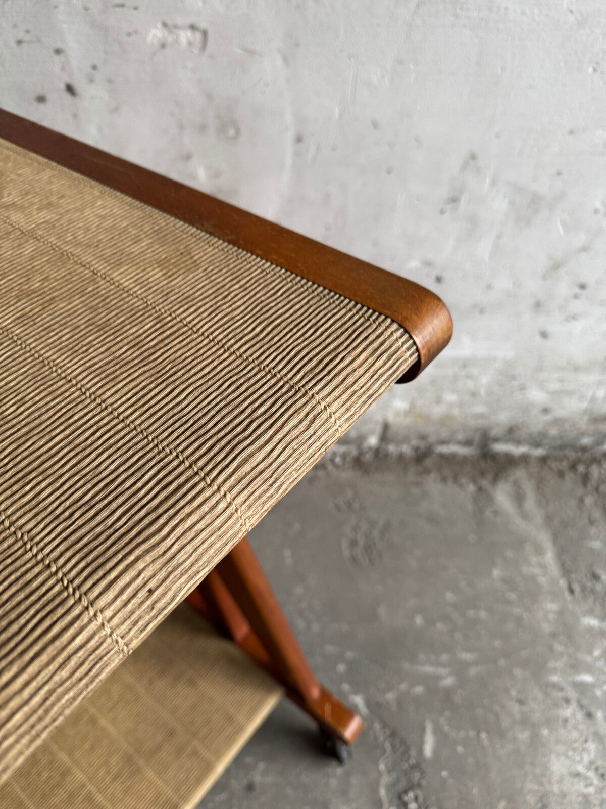 Vintage Serveertafel van Metaal, Eikenhout en Rotan voor Jullian – Frankrijk, 1960