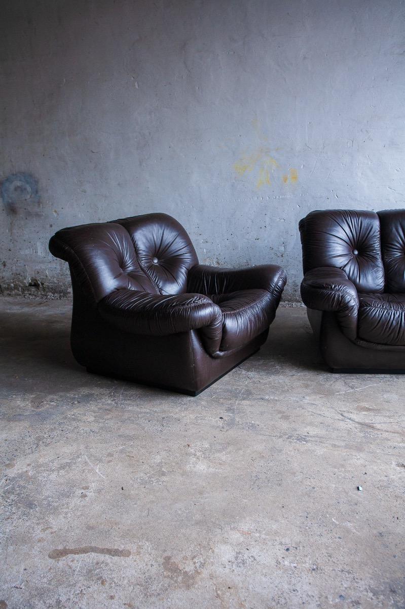 2 Midcentury leather club chairs 